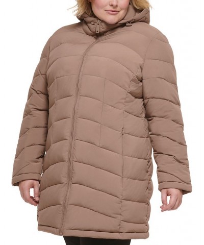 Plus Size Hooded Packable Puffer Coat Owl $49.60 Coats