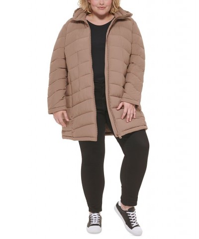 Plus Size Hooded Packable Puffer Coat Owl $49.60 Coats