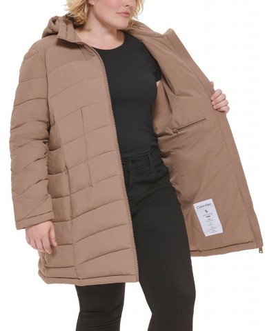 Plus Size Hooded Packable Puffer Coat Owl $49.60 Coats