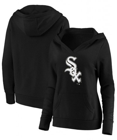 Plus Size Black Chicago White Sox Official Logo Crossover V-Neck Pullover Hoodie Black $37.60 Sweatshirts