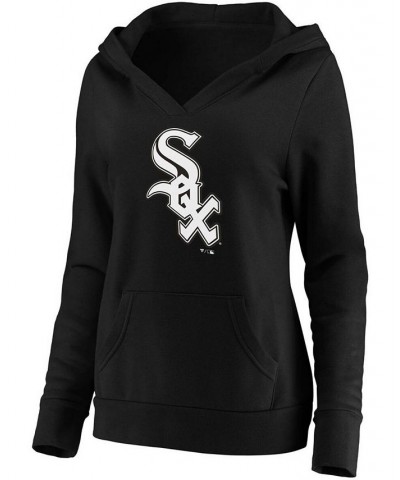 Plus Size Black Chicago White Sox Official Logo Crossover V-Neck Pullover Hoodie Black $37.60 Sweatshirts