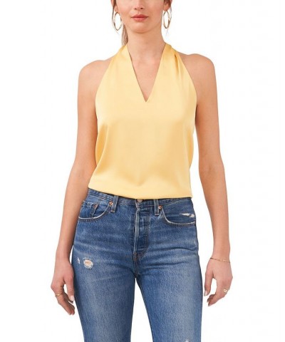 Women's V-neck Halter Top Yellow $36.34 Tops