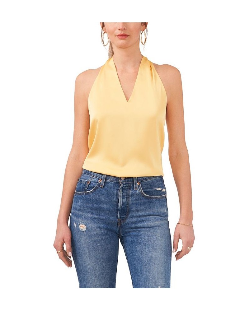 Women's V-neck Halter Top Yellow $36.34 Tops