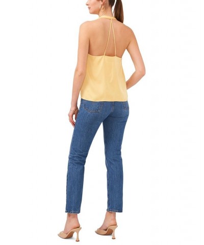 Women's V-neck Halter Top Yellow $36.34 Tops