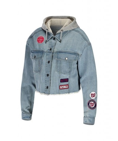 Women's Washington Nationals Hooded Full-Button Denim Jacket Denim $35.20 Jackets