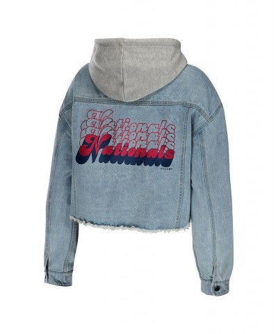 Women's Washington Nationals Hooded Full-Button Denim Jacket Denim $35.20 Jackets