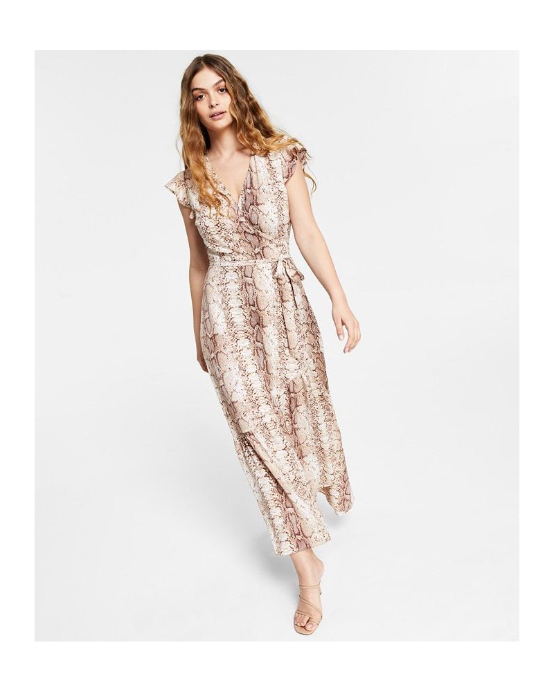 Petite Snake-Print Flutter-Sleeve Wrap Maxi Dress Snake $23.38 Dresses