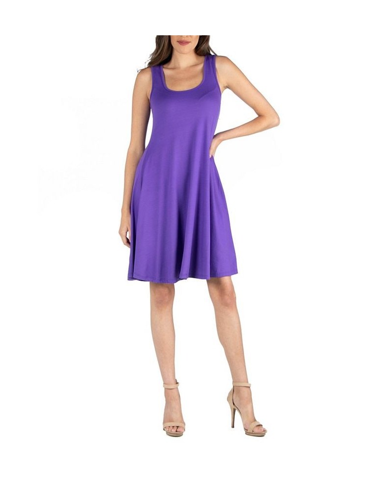 Women's Sleeveless A-Line Fit and Flare Skater Dress Purple $28.60 Dresses