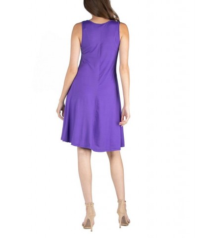 Women's Sleeveless A-Line Fit and Flare Skater Dress Purple $28.60 Dresses