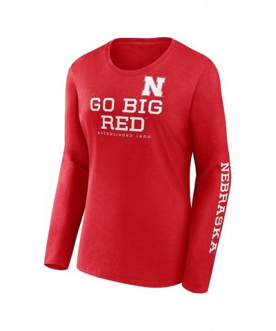 Women's Branded Scarlet Nebraska Huskers Rally Cry 2-Hit T-shirt Red $25.19 Tops