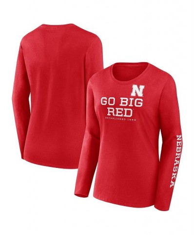 Women's Branded Scarlet Nebraska Huskers Rally Cry 2-Hit T-shirt Red $25.19 Tops