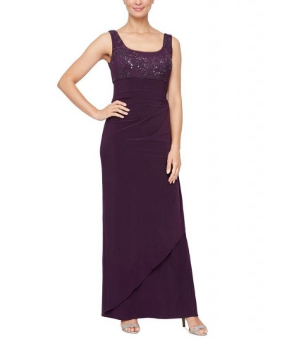 Petite Empire-Waist Embroidered Dress and Jacket Eggplant $64.50 Dresses