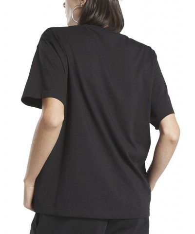 Women's Cotton Relaxed Crewneck Logo Tee Black $14.28 Tops