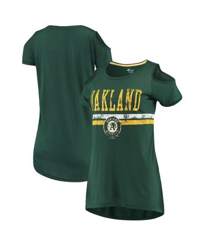 Women's Green Oakland Athletics Clear the Bases Scoop Neck T-shirt Green $23.39 Tops