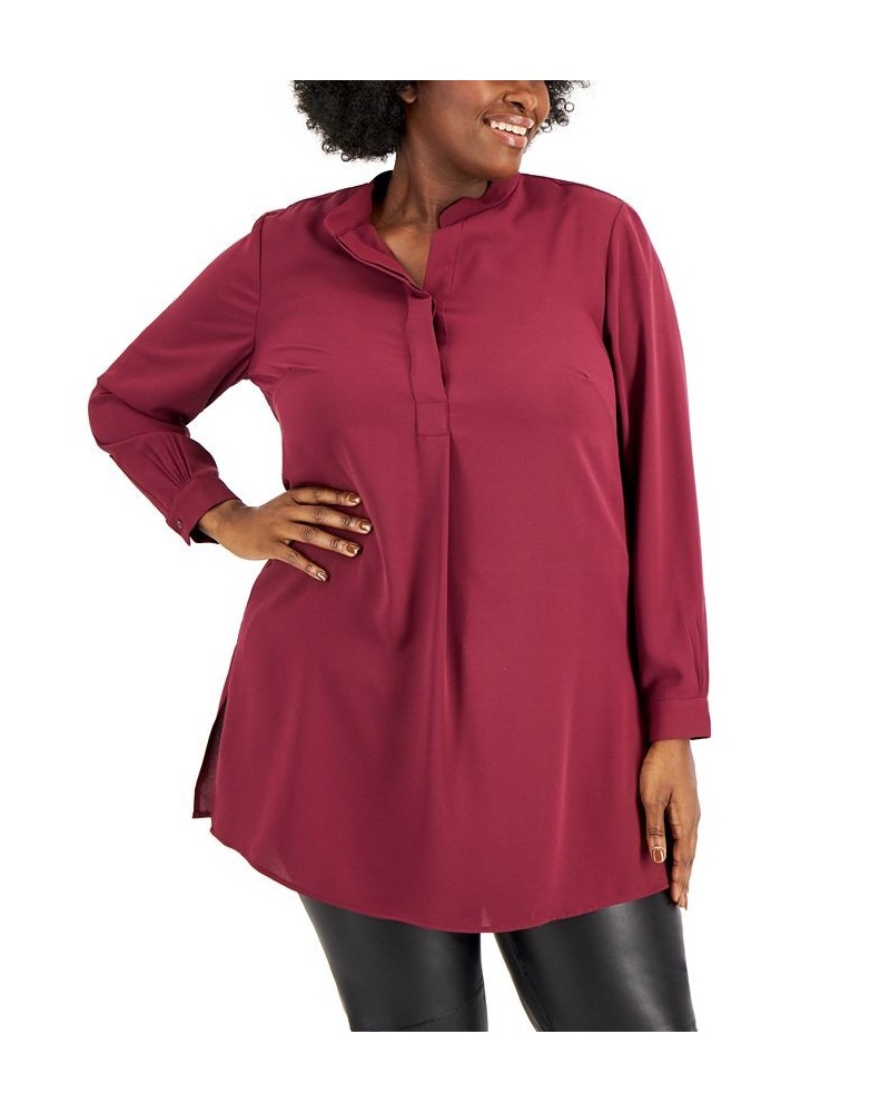 Plus Size Longer Length Nehru Tunic Chianti $17.44 Tops