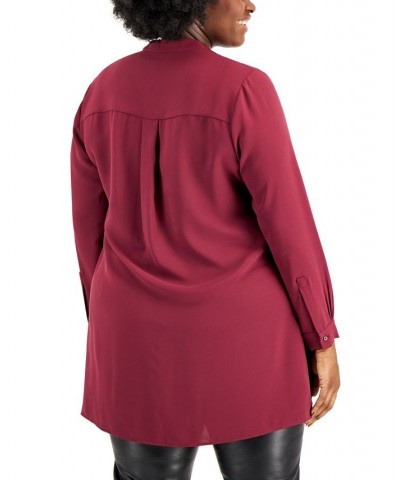 Plus Size Longer Length Nehru Tunic Chianti $17.44 Tops