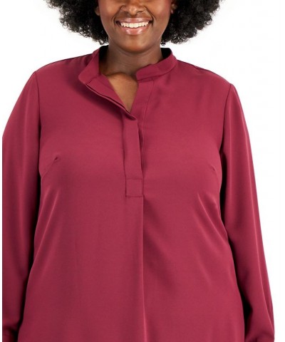 Plus Size Longer Length Nehru Tunic Chianti $17.44 Tops