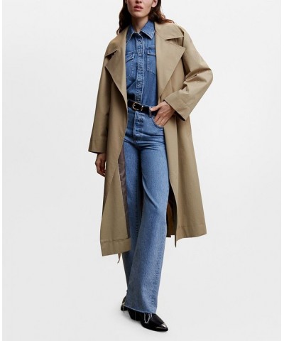 Women's Oversized Cotton Trench Coat Medium Brown $54.40 Coats