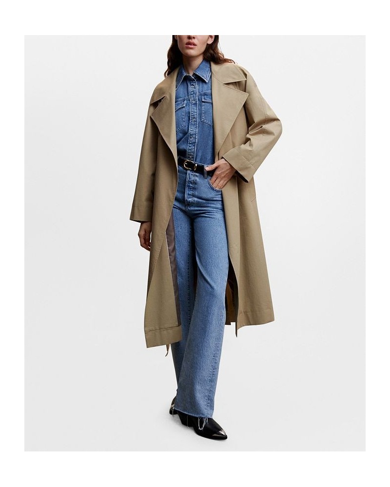 Women's Oversized Cotton Trench Coat Medium Brown $54.40 Coats