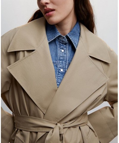 Women's Oversized Cotton Trench Coat Medium Brown $54.40 Coats