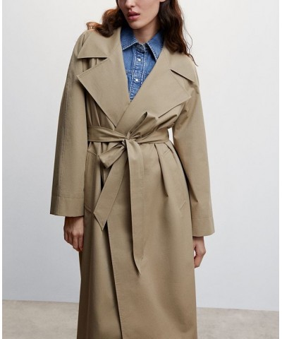 Women's Oversized Cotton Trench Coat Medium Brown $54.40 Coats