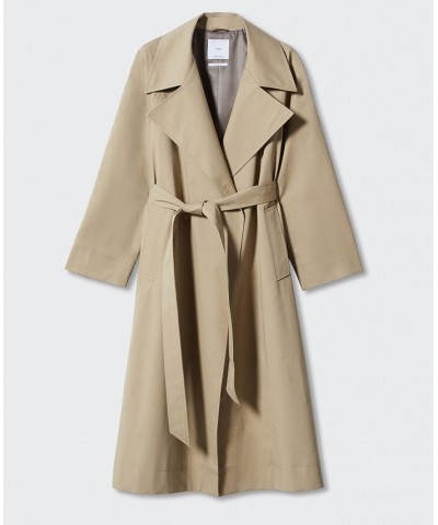 Women's Oversized Cotton Trench Coat Medium Brown $54.40 Coats