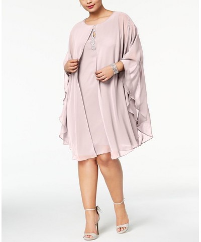 Plus Size Rhinestone Chiffon Dress & Capelet Faded Rose $68.37 Dresses