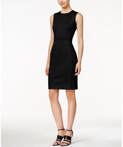 Women's Sleeveless Scuba Crepe Sheath Dress Black $46.99 Dresses