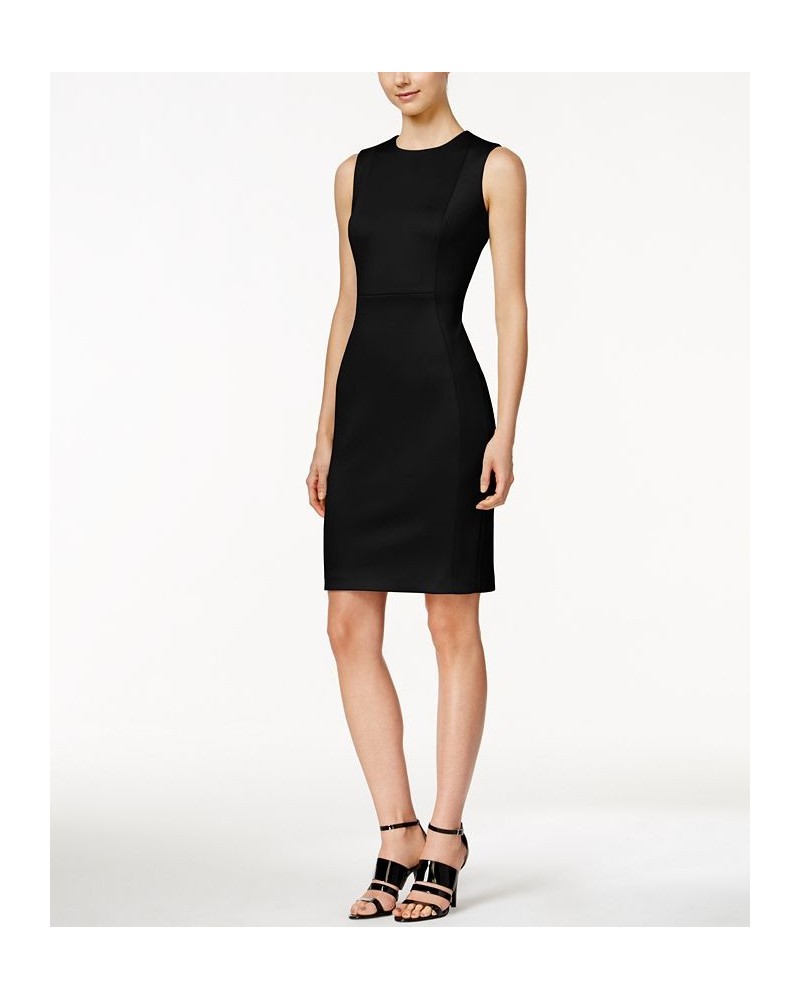 Women's Sleeveless Scuba Crepe Sheath Dress Black $46.99 Dresses