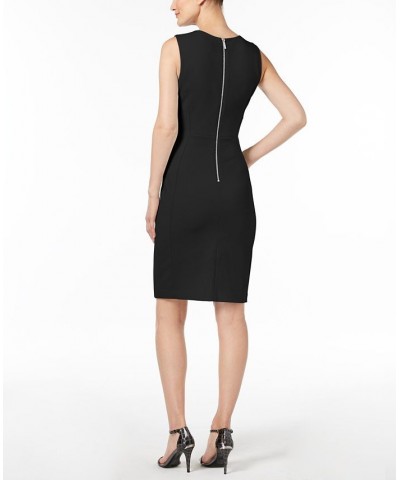 Women's Sleeveless Scuba Crepe Sheath Dress Black $46.99 Dresses