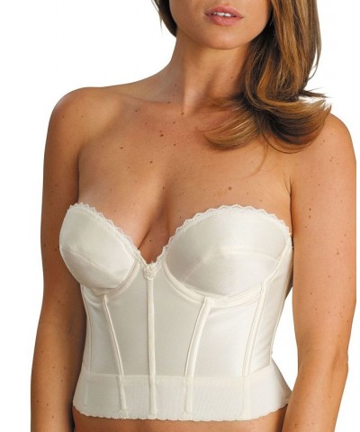 Women's Satin Low Plunge Longline Bra Ivory/Cream $28.52 Bras