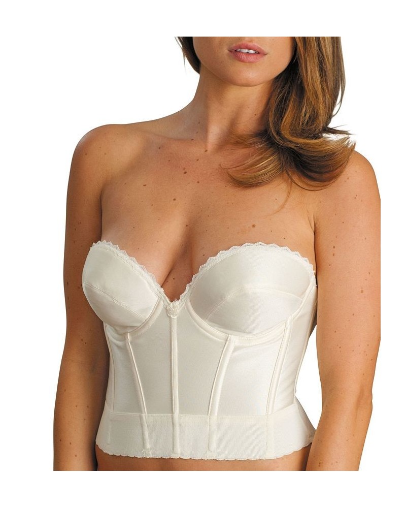 Women's Satin Low Plunge Longline Bra Ivory/Cream $28.52 Bras