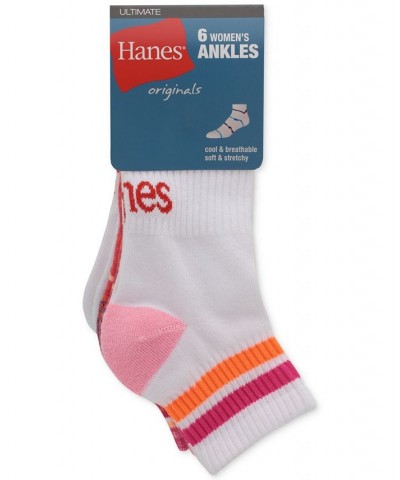 Women's 6-Pk. Originals Ultimate Ankle Socks White W/ Pink / White $16.19 Socks