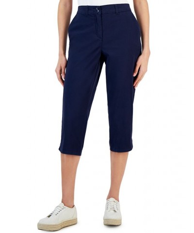 Women's Comfort Waist Capri Pants Blue $14.71 Pants