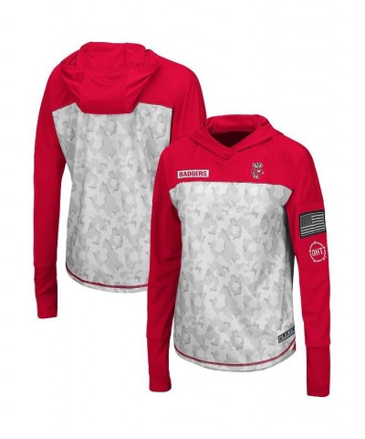 Women's Wisconsin Badgers OHT Military-Inspired Appreciation Mission Arctic Camo Hoodie Long Sleeve T-shirt Gray, Red $30.24 ...