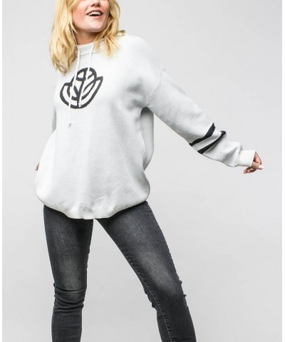 Women's Reneu Earth Hooded Sweater Ivory, Black $37.84 Sweaters