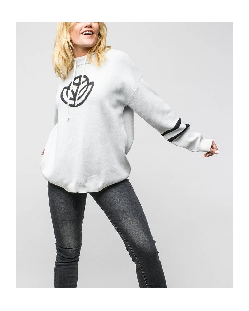 Women's Reneu Earth Hooded Sweater Ivory, Black $37.84 Sweaters