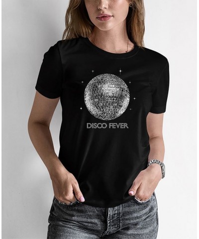 Women's Word Art Disco Ball T-Shirt Black $14.35 Tops