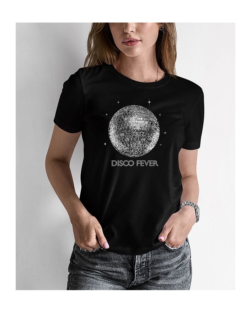 Women's Word Art Disco Ball T-Shirt Black $14.35 Tops