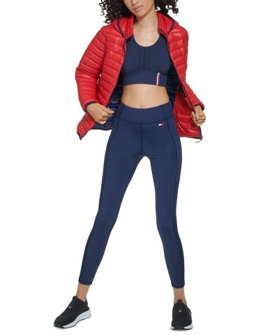 Women's Lightweight Hooded Packable Puffer Jacket Red $32.14 Jackets