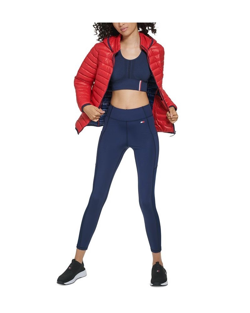 Women's Lightweight Hooded Packable Puffer Jacket Red $32.14 Jackets