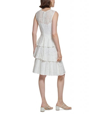 Petite Sleeveless Tiered Lace Fit & Flare Dress Cream $47.00 Dresses