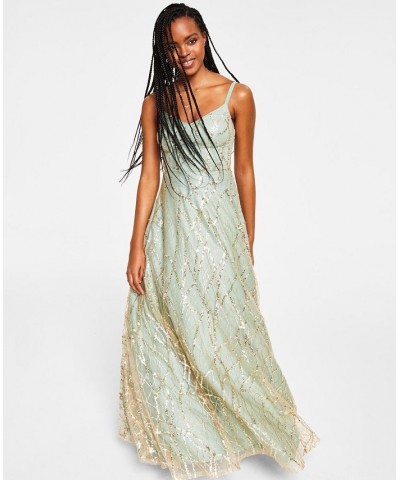 Juniors' Embellished Ballgown Sage/Gold $91.96 Dresses