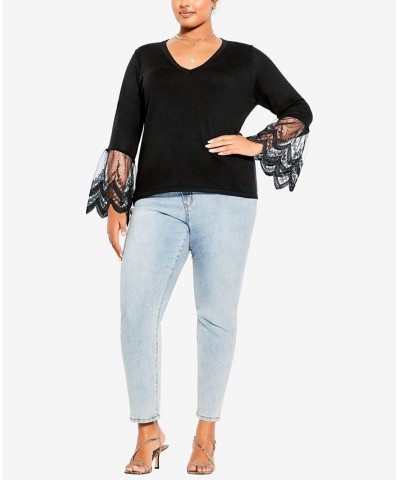 Plus Size Trendy Scarlett Sweater Black $35.55 Tops