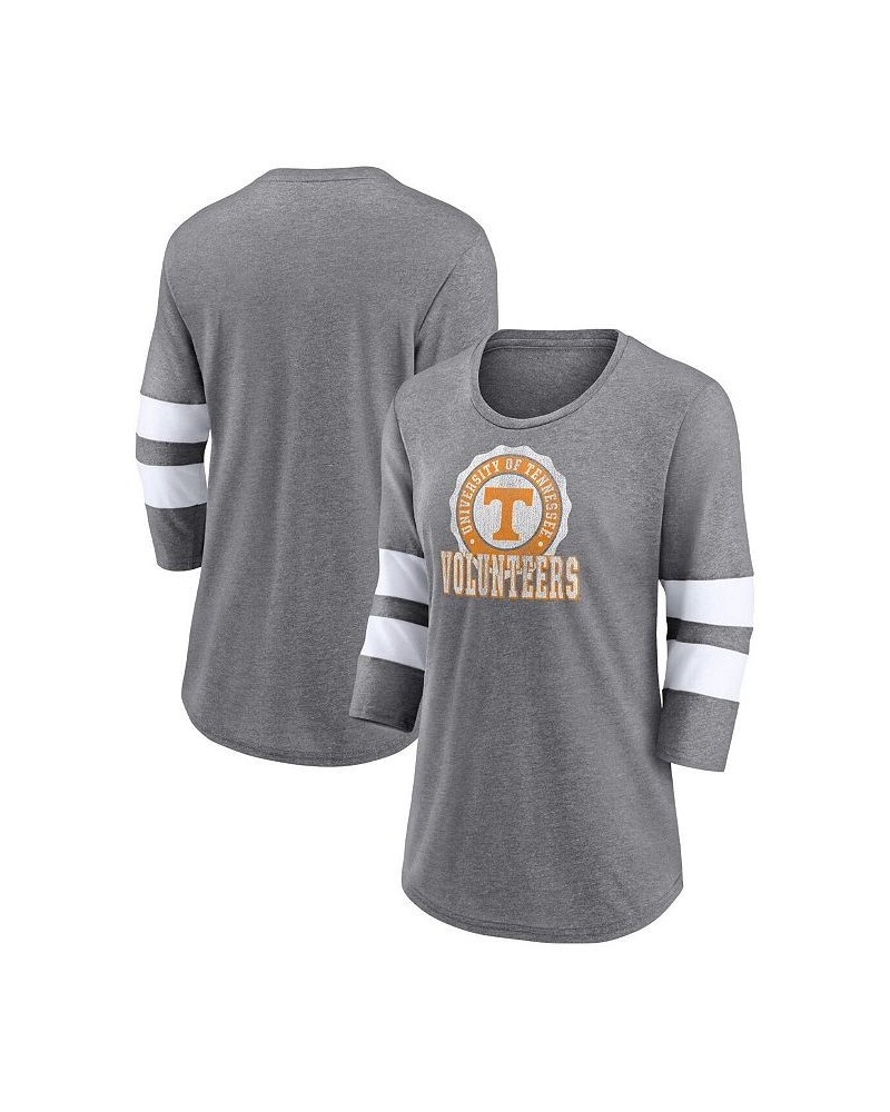 Women's Branded Heathered Gray Tennessee Volunteers Drive Forward Tri-Blend 3/4-Sleeve T-shirt Heathered Gray $23.39 Tops