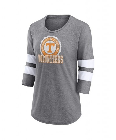 Women's Branded Heathered Gray Tennessee Volunteers Drive Forward Tri-Blend 3/4-Sleeve T-shirt Heathered Gray $23.39 Tops