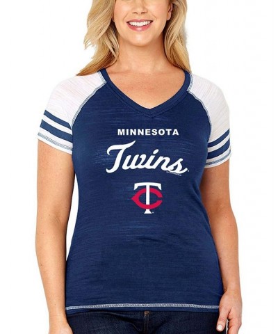 Women's Plus Size Navy Minnesota Twins Three Out Color Blocked Raglan Sleeve T-shirt Navy $31.00 Tops