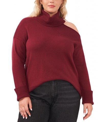 Plus Size Cut-Out Turtleneck Sweater Windsorwine $9.91 Sweaters