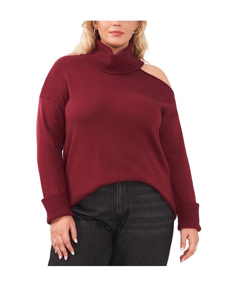 Plus Size Cut-Out Turtleneck Sweater Windsorwine $9.91 Sweaters