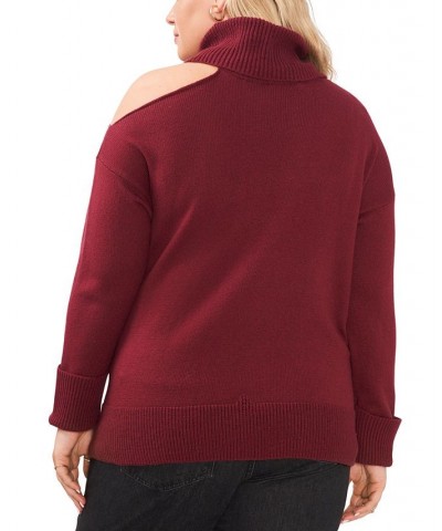 Plus Size Cut-Out Turtleneck Sweater Windsorwine $9.91 Sweaters